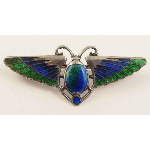 474 - A Charles Horner enamelled scarab beetle brooch