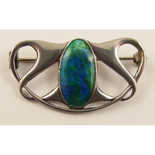 477 - A silver Art Nouveau enamelled brooch