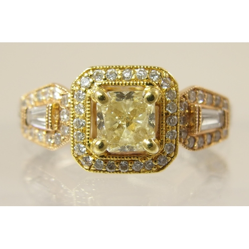 478 - An 18ct gold  fancy yellow 0.70ct diamond ring