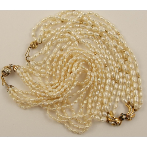 493 - A six strand freshwater pearl necklace