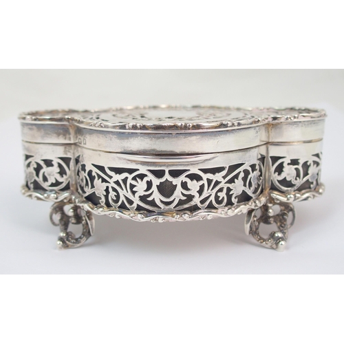 654 - A silver jewellery box