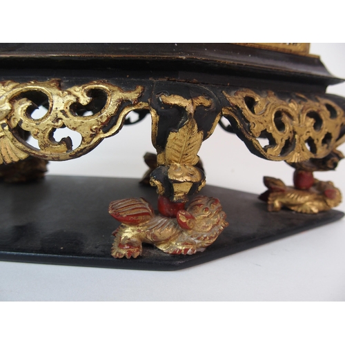 69 - A Vietnamese black and gold lacquered cake box