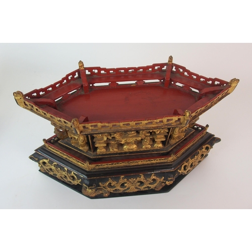 69 - A Vietnamese black and gold lacquered cake box