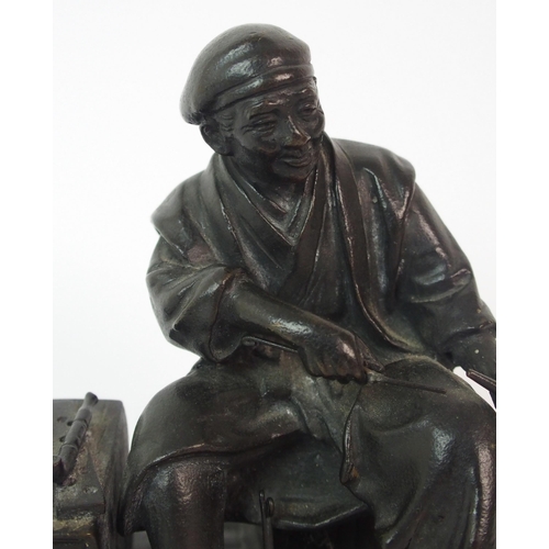 74 - A Japanese bronze of an itinerant worker