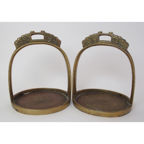 86 - A pair of Chinese brass horse stirrups