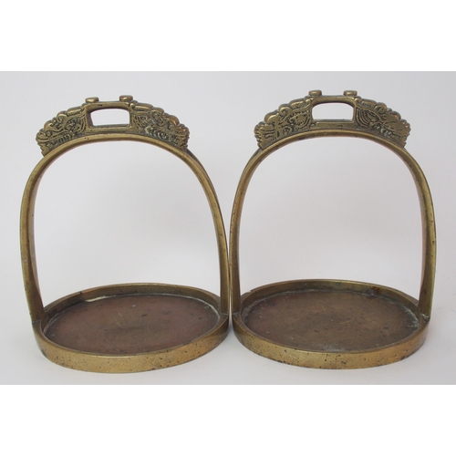 86 - A pair of Chinese brass horse stirrups