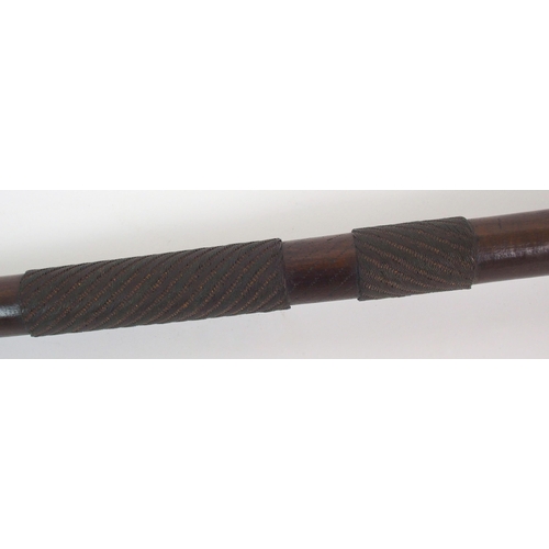 92 - An African hardwood and metal bound knobkerrie