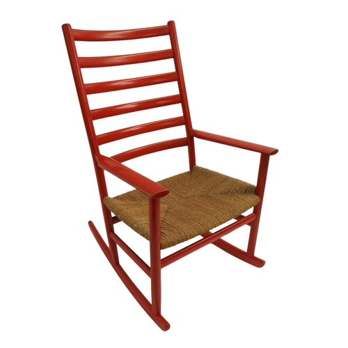 1008 - A Soro Stole Danish red ladderback rocking chair