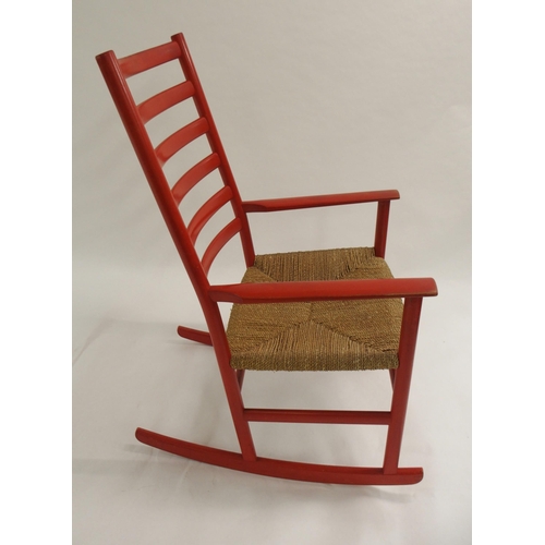 1008 - A Soro Stole Danish red ladderback rocking chair