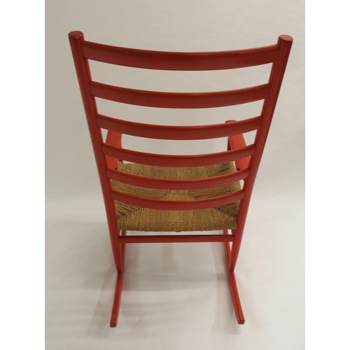 1008 - A Soro Stole Danish red ladderback rocking chair