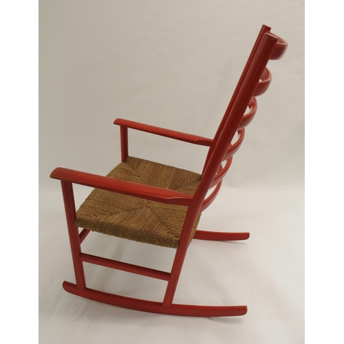 1008 - A Soro Stole Danish red ladderback rocking chair