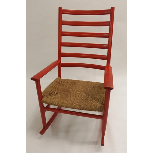 1008 - A Soro Stole Danish red ladderback rocking chair