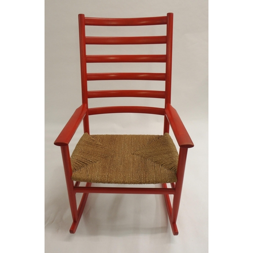 1008 - A Soro Stole Danish red ladderback rocking chair