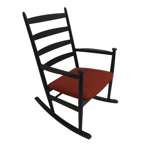 1009 - A Danish style black ladderback rocking chair