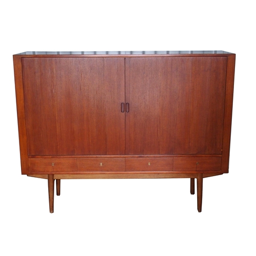 1011 - A Tambour front teak sideboard