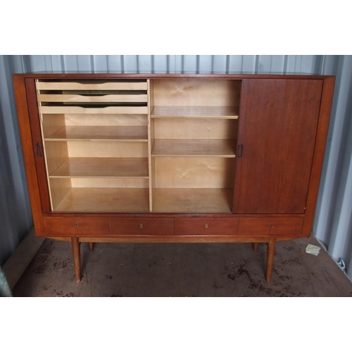 1011 - A Tambour front teak sideboard