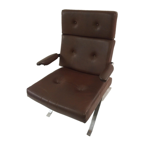 1012 - A 1960's brown vinyl button back chair