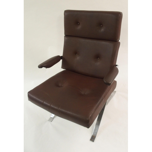 1012 - A 1960's brown vinyl button back chair