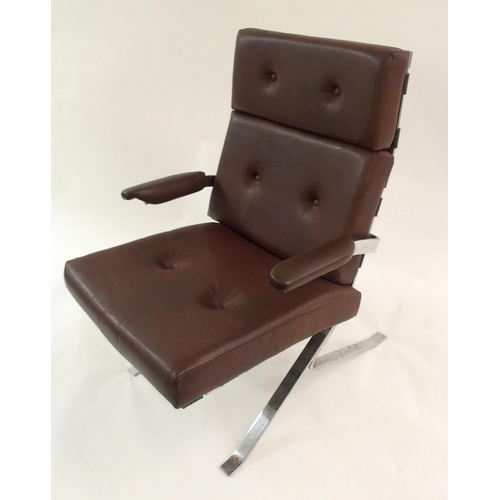 1012 - A 1960's brown vinyl button back chair