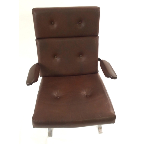 1012 - A 1960's brown vinyl button back chair