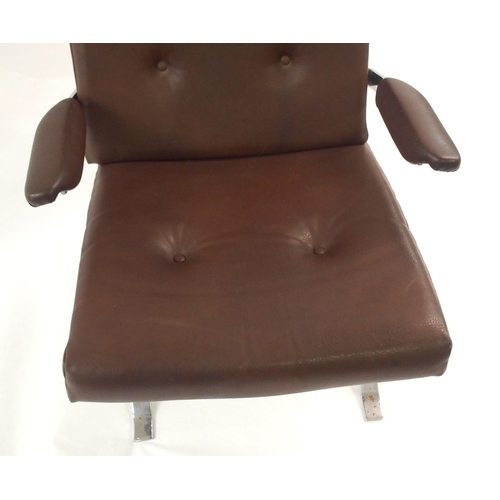 1012 - A 1960's brown vinyl button back chair