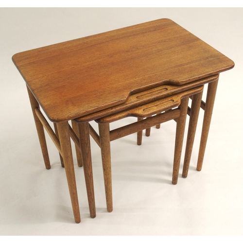 1013 - A Kurt Ostervia design for Jason Mobler 1960's oak nest of three tables