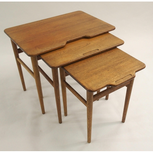 1013 - A Kurt Ostervia design for Jason Mobler 1960's oak nest of three tables