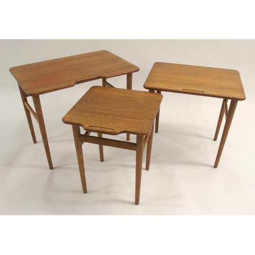 1013 - A Kurt Ostervia design for Jason Mobler 1960's oak nest of three tables