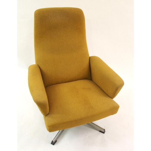 1017 - Two mid-20th Century upholstered swivel chairs