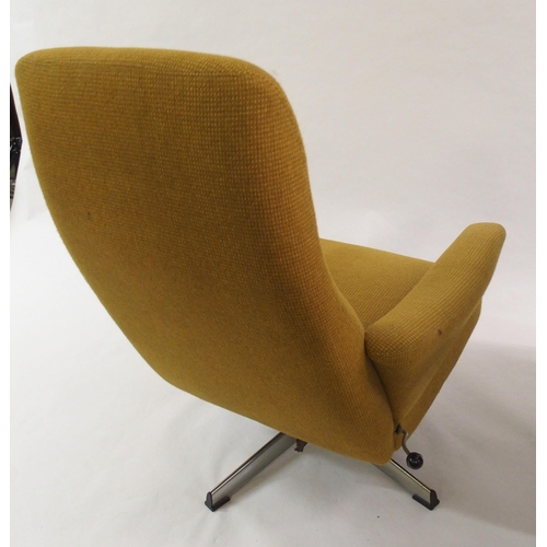 1017 - Two mid-20th Century upholstered swivel chairs