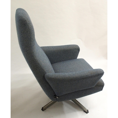 1017 - Two mid-20th Century upholstered swivel chairs