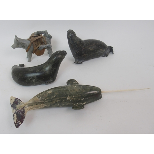 18 - A group of eleven Inuit hardstone carvings