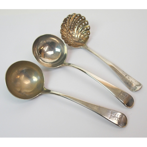 250 - A pair of George III silver sauce ladles