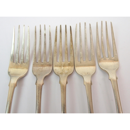 253 - A set of five Irish silver cake forks