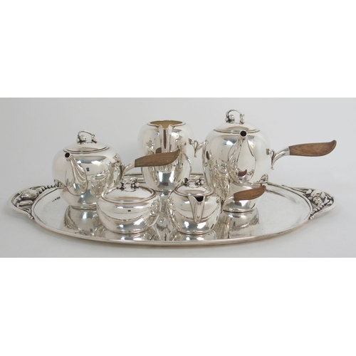 266 - Harald Nielsen for Georg Jensen Denmark a five piece Sterling silver tea and coffee service No. 875
