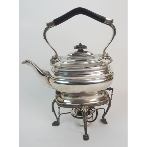 273 - A silver kettle on stand