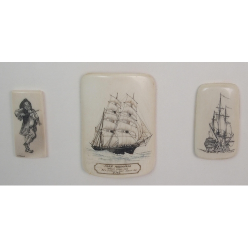 377 - Three 20th Century scrimshaws by Joel Cowan