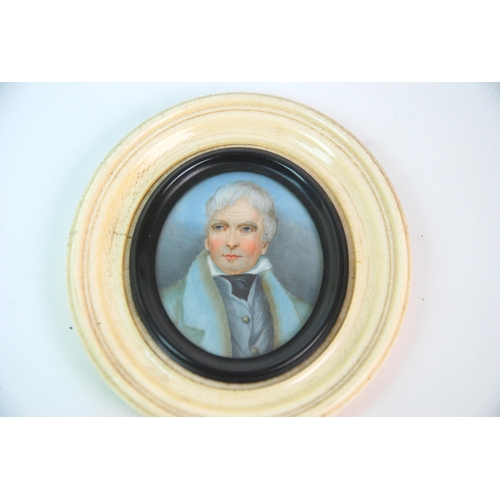 379 - A painted oval miniature of a gentleman