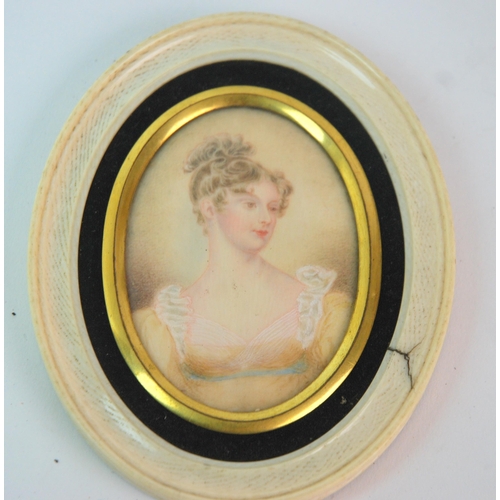 379 - A painted oval miniature of a gentleman