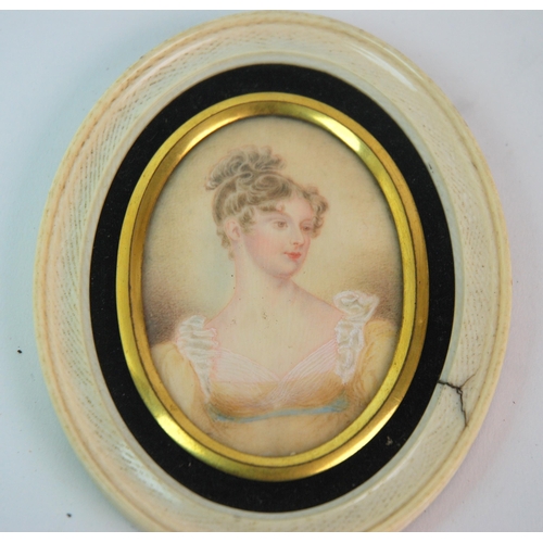 379 - A painted oval miniature of a gentleman