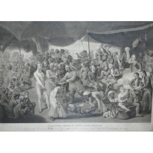 387 - After Johann Zoffany  Colonel Mordaunt's Cock Match engraving by Richard Earlom