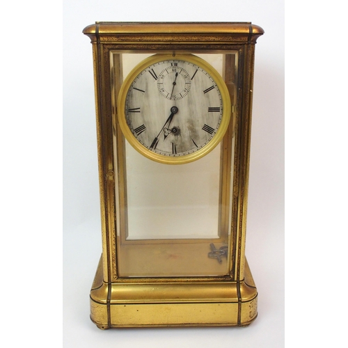 550 - A 19th Century four glass gilded mantle clock