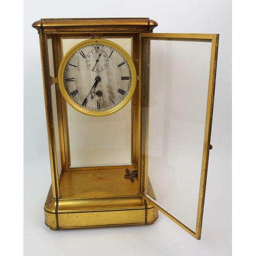 550 - A 19th Century four glass gilded mantle clock