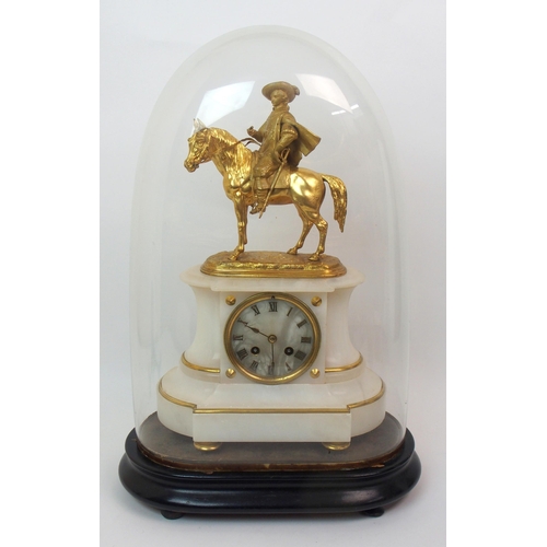 558 - A French alabaster clock