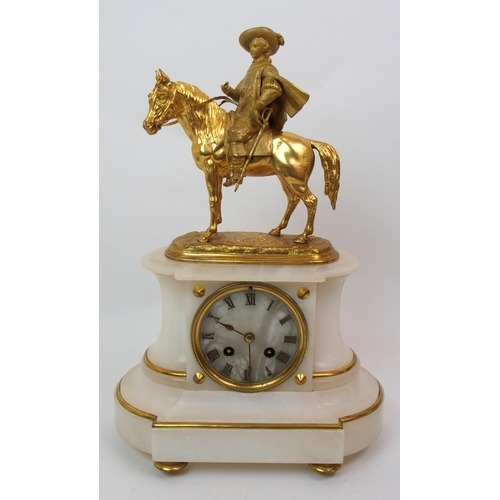 558 - A French alabaster clock