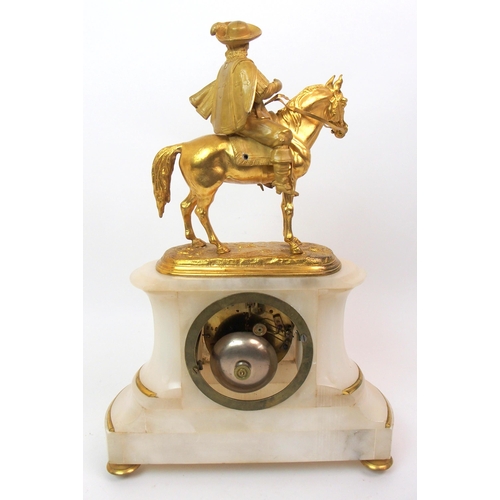 558 - A French alabaster clock