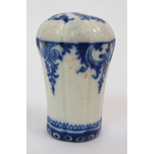 565 - An 18th Century St Cloud blue and white cane handle