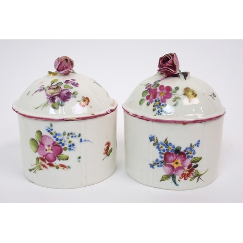 567 - Two Mennecy cylindrical toilet jars