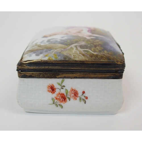 569 - A Meissen rectangular osier relief porcelain box and cover