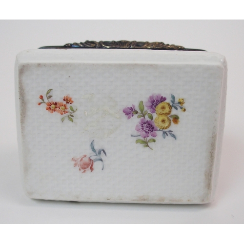 569 - A Meissen rectangular osier relief porcelain box and cover